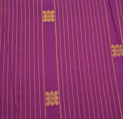 Indian Vintage Sari Purple & Brown Pure Cotton Hand Woven Saree 5yard Ethnic Soft Floral Design