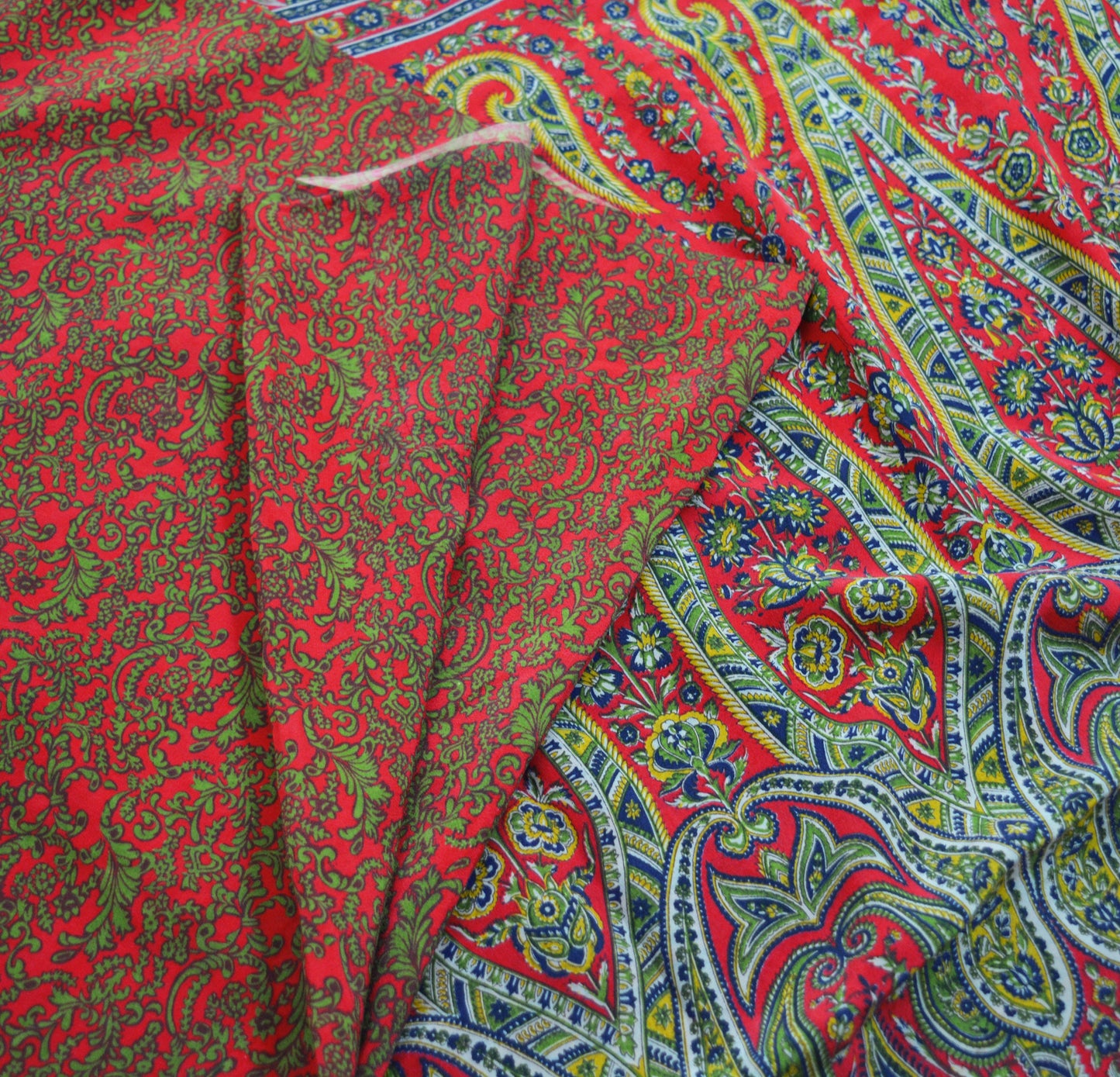 Indian Vintage Sari Red Pure Crepe Silk Printed Saree 5yard Sewing Floral Soft Craft Fabric Wrap