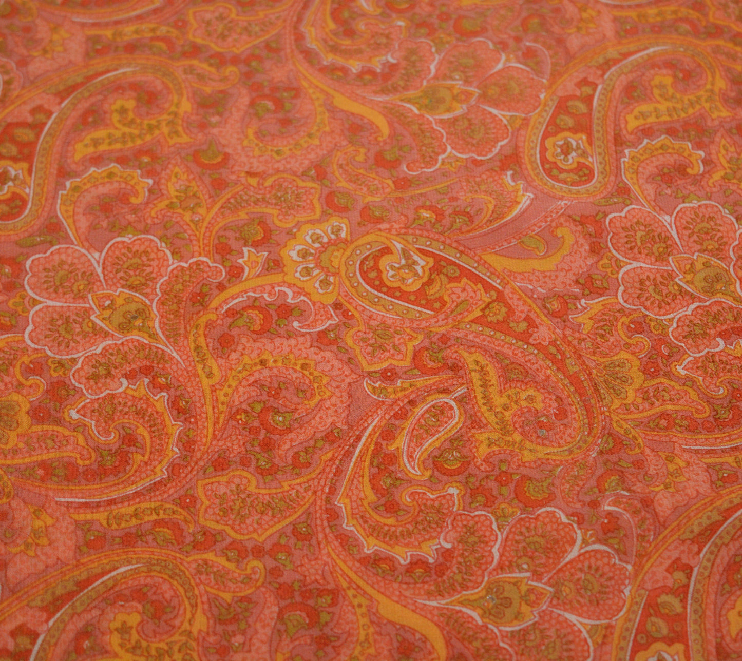 Indian Vintage Sari Peach Pure Georgette Silk Printed Saree Craft Fabric Sewing 5Yard Soft Light Dress Making Floral