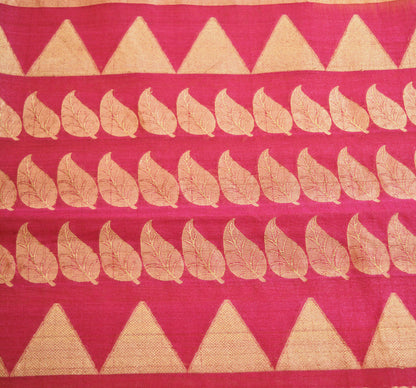 Vintage Pink & Peach Hand Woven Saree 100% Pure Silk Indian Sari Metallic Golden Zari 5Yard Floral Design