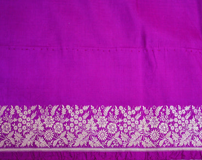 Indian Vintage Purple Sarees Pure Silk Hand Woven Indian Sari Craft Fabric 5Yard Sewing Ethnic Floral