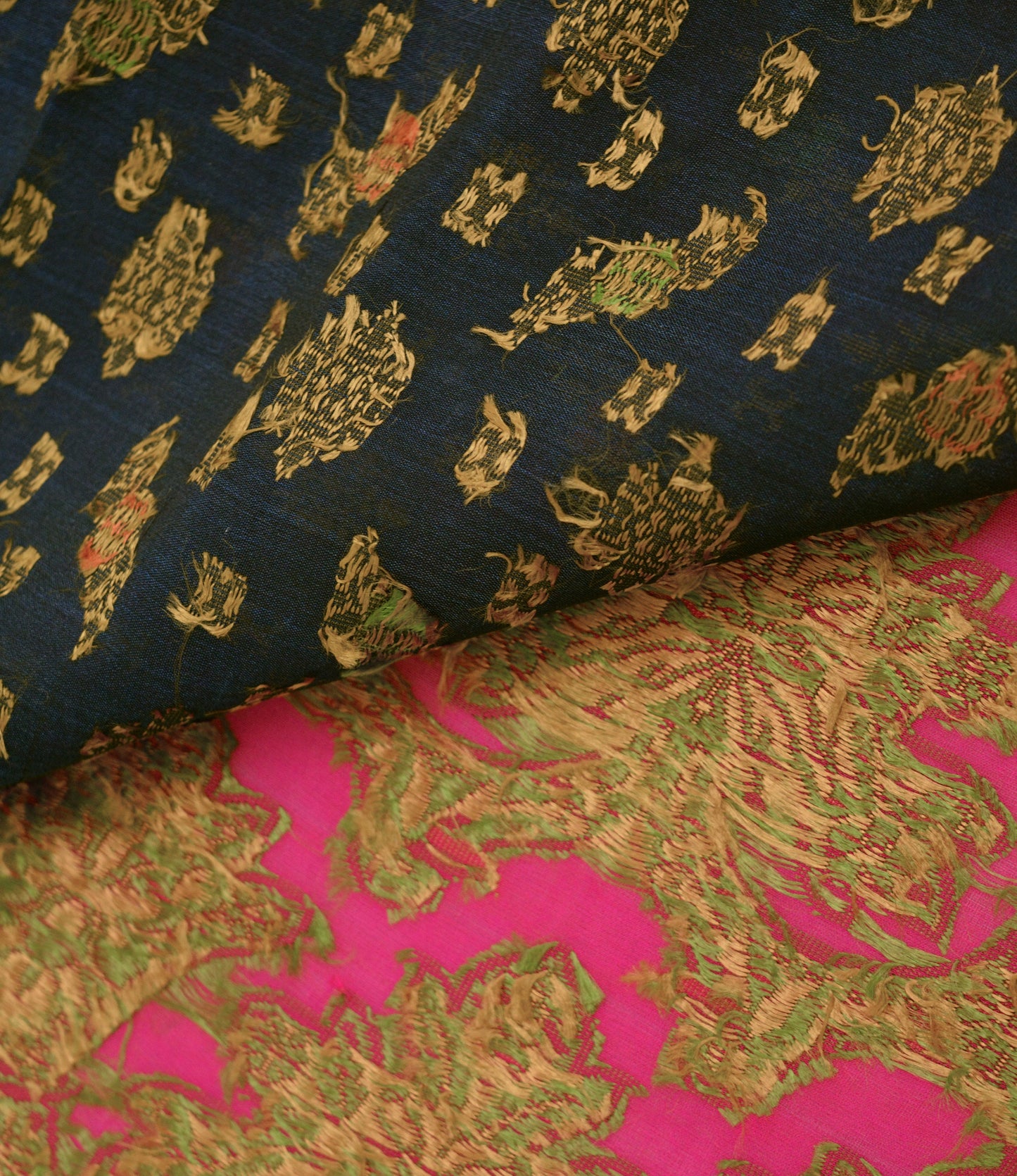 Indian Vintage Sari Heavy Black & Pink Hand Woven 100% Pure Silk Saree Fabric 5Yard Silk Sari Ethnic Floral