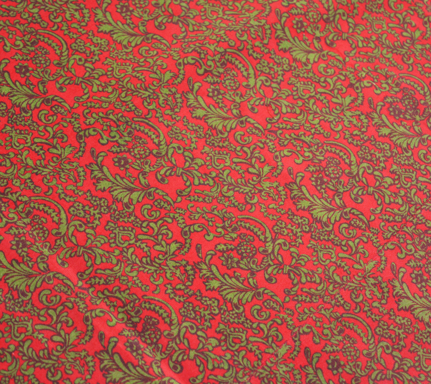 Indian Vintage Sari Red Pure Crepe Silk Printed Saree 5yard Sewing Floral Soft Craft Fabric Wrap