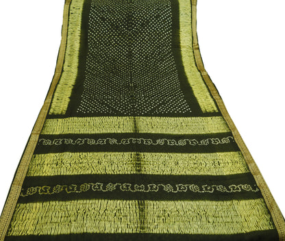 Indian Vintage Sari Pure Silk Leheria & Bandhani Printed Saree Fabric 5yard Sewing Craft DressMaking