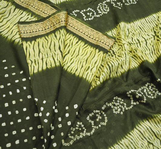 Indian Vintage Sari Pure Silk Leheria & Bandhani Printed Saree Fabric 5yard Sewing Craft DressMaking