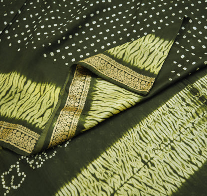 Indian Vintage Sari Pure Silk Leheria & Bandhani Printed Saree Fabric 5yard Sewing Craft DressMaking