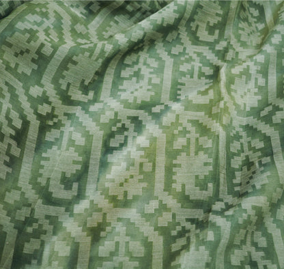Vintage Green Sari 100% Pure Silk Hand Woven/Printed Sarees Fabric 6yard Sewing Soft Dress Designing Crafting