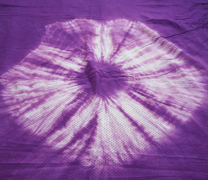 Indian Vintage Sari Purple & White Pure Crepe Silk Tie-Dye Printed Saree 6yard Sewing Ethnic Wrap