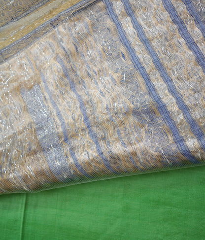 Indian Vintage Saree Blue & Green Hand Woven Pure Silk Indian Sari Fabric 5Yard Ethnic Floral Golden Zari Saree Dress