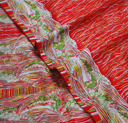 Indian Vintage Sari Red 100% Pure Silk Printed Saree Fabric 5yard Sewing Craft DressMaking Soft Saree Dress