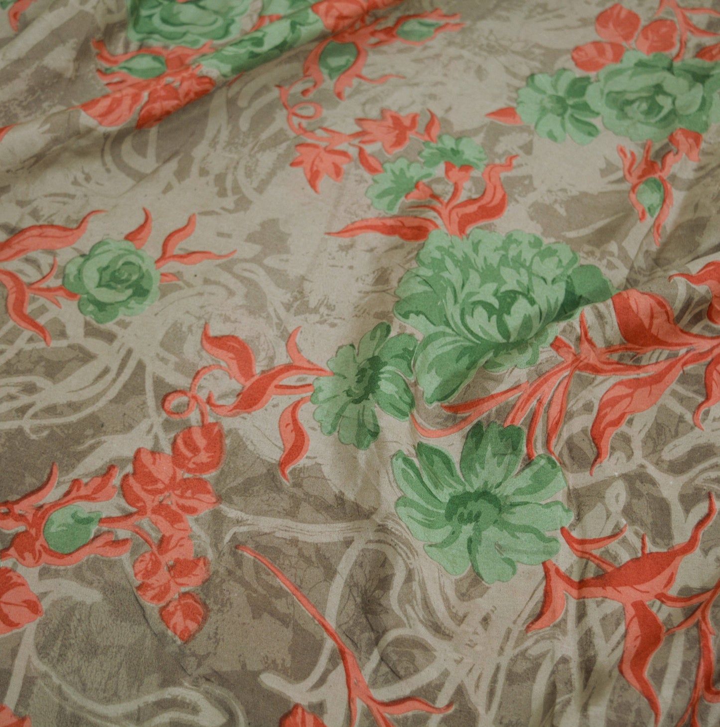 Vintage Sari Brown 100% Pure Silk Printed Saree Fabric 5yard Sewing Floral Soft Dress Designing for Crafting ,Paisley