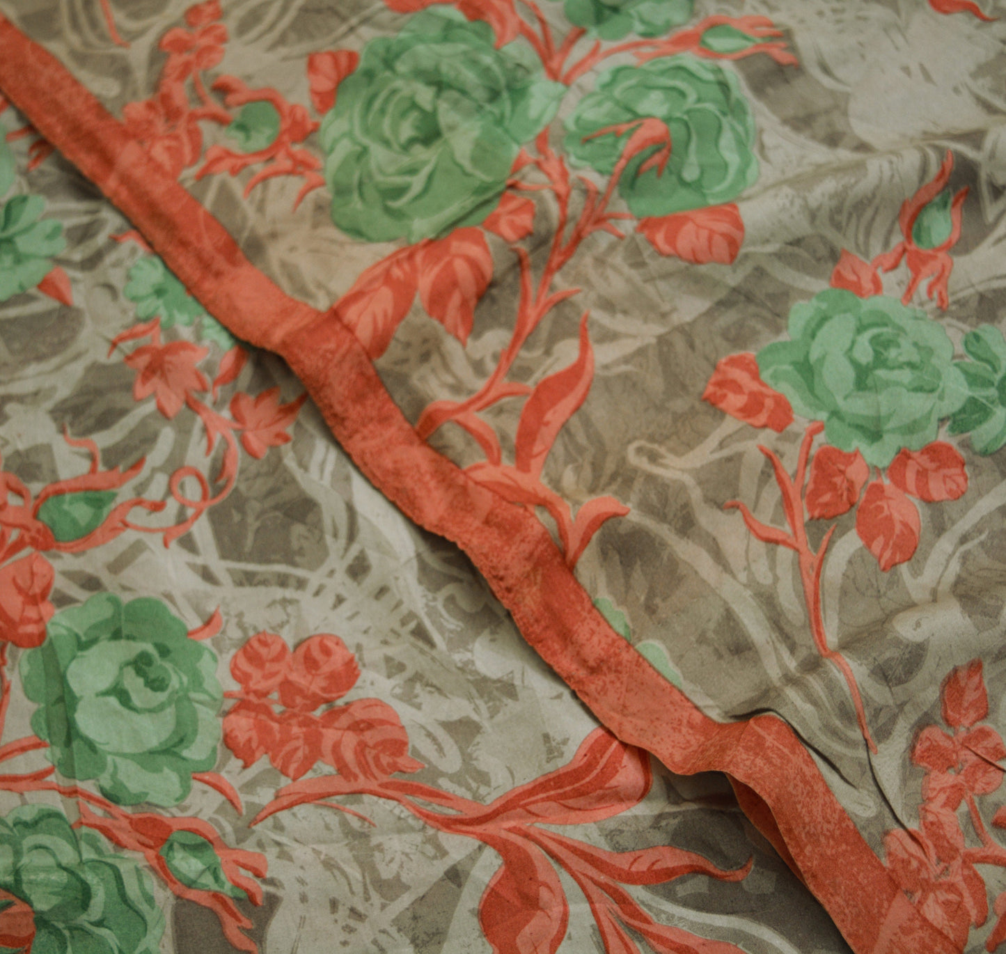 Vintage Sari Brown 100% Pure Silk Printed Saree Fabric 5yard Sewing Floral Soft Dress Designing for Crafting ,Paisley