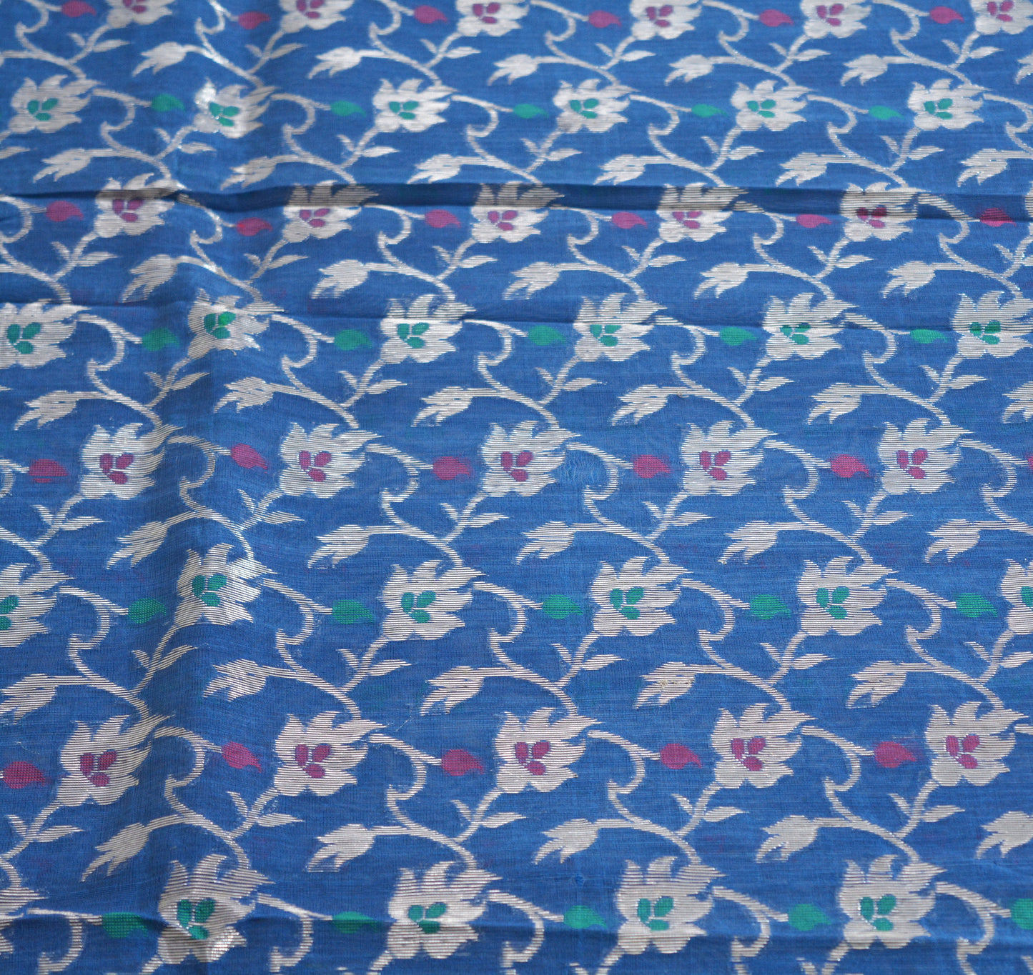 Indian Vintage Blue Sarees Pure Organza Silk Woven Indian Sari Fabric 5Yard Sewing Ethnic Golden Zari Floral