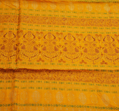 Indian Vintage Green & Saffron Heavy Saree Pure Silk saree Banarasi Brocade Indian Sari Fabric Golden Zari 5Yard Floral