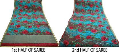 Indian Vintage Sari Multi Pure Crepe Silk Printed Saree  5yard Sewing Floral Soft Craft Fabric Wrap