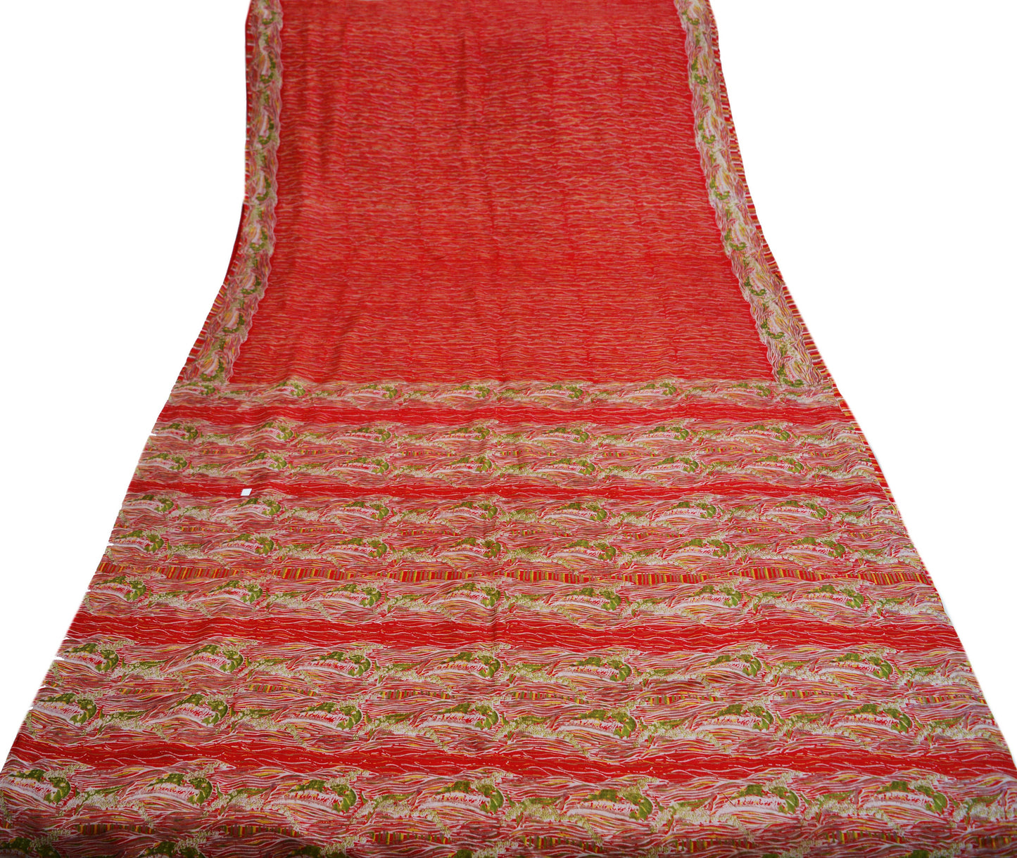 Indian Vintage Sari Red 100% Pure Silk Printed Saree Fabric 5yard Sewing Craft DressMaking Soft Saree Dress