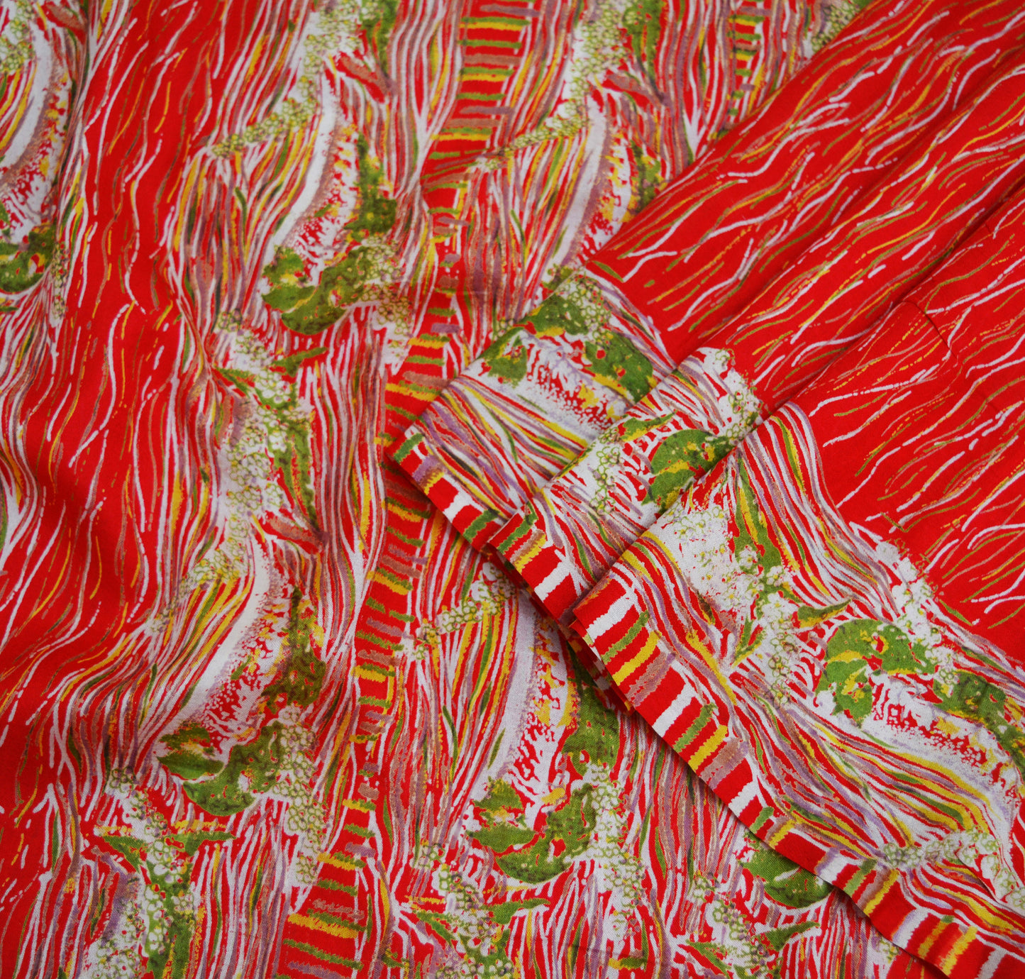 Indian Vintage Sari Red 100% Pure Silk Printed Saree Fabric 5yard Sewing Craft DressMaking Soft Saree Dress