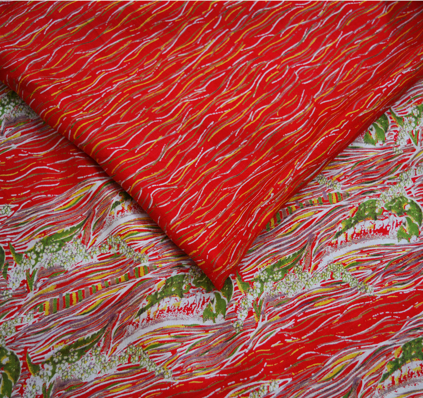 Indian Vintage Sari Red 100% Pure Silk Printed Saree Fabric 5yard Sewing Craft DressMaking Soft Saree Dress
