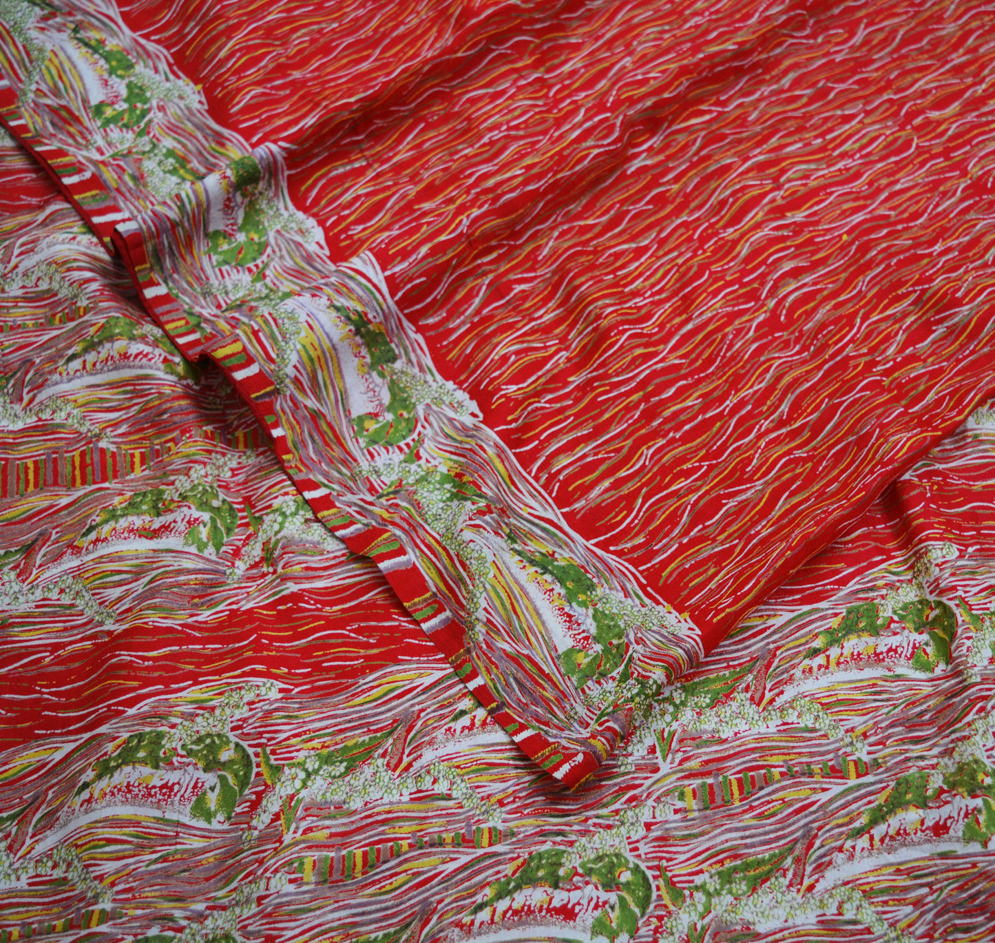 Indian Vintage Sari Red 100% Pure Silk Printed Saree Fabric 5yard Sewing Craft DressMaking Soft Saree Dress