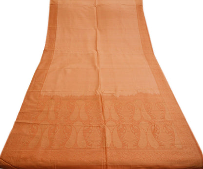 Indian Vintage Saree Peach & Orange Hand Woven 100% Pure Silk Indian Sari Fabric 5Yard Silk Sari Ethnic Floral