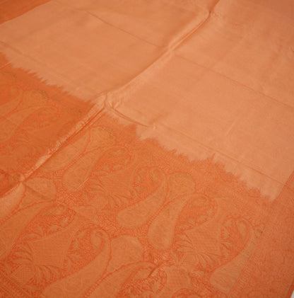 Indian Vintage Saree Peach & Orange Hand Woven 100% Pure Silk Indian Sari Fabric 5Yard Silk Sari Ethnic Floral