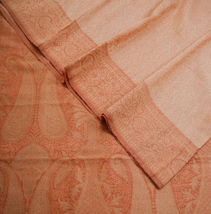 Indian Vintage Saree Peach & Orange Hand Woven 100% Pure Silk Indian Sari Fabric 5Yard Silk Sari Ethnic Floral