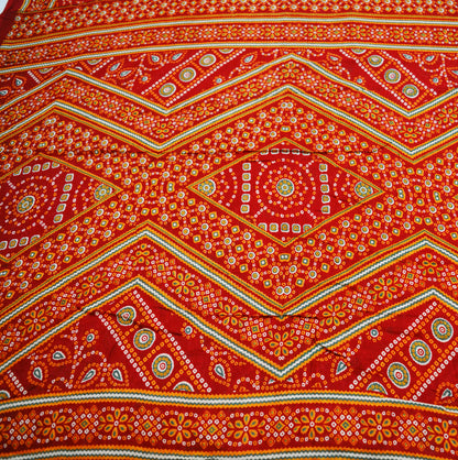 Indian Vintage Sari Red Pure Cotton Bandhani Printed Sarees Fabric 5yd Sewing Craft Fabric DressMaking Soft