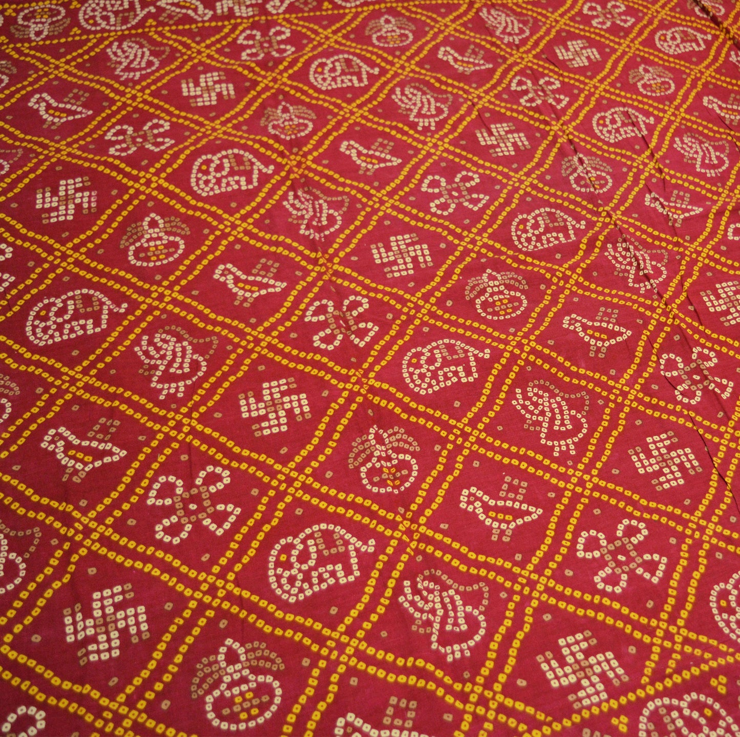 Indian Vintage Sari Red Pure Cotton Bandhani Printed Sarees Fabric 5yd Sewing Craft Fabric DressMaking Soft