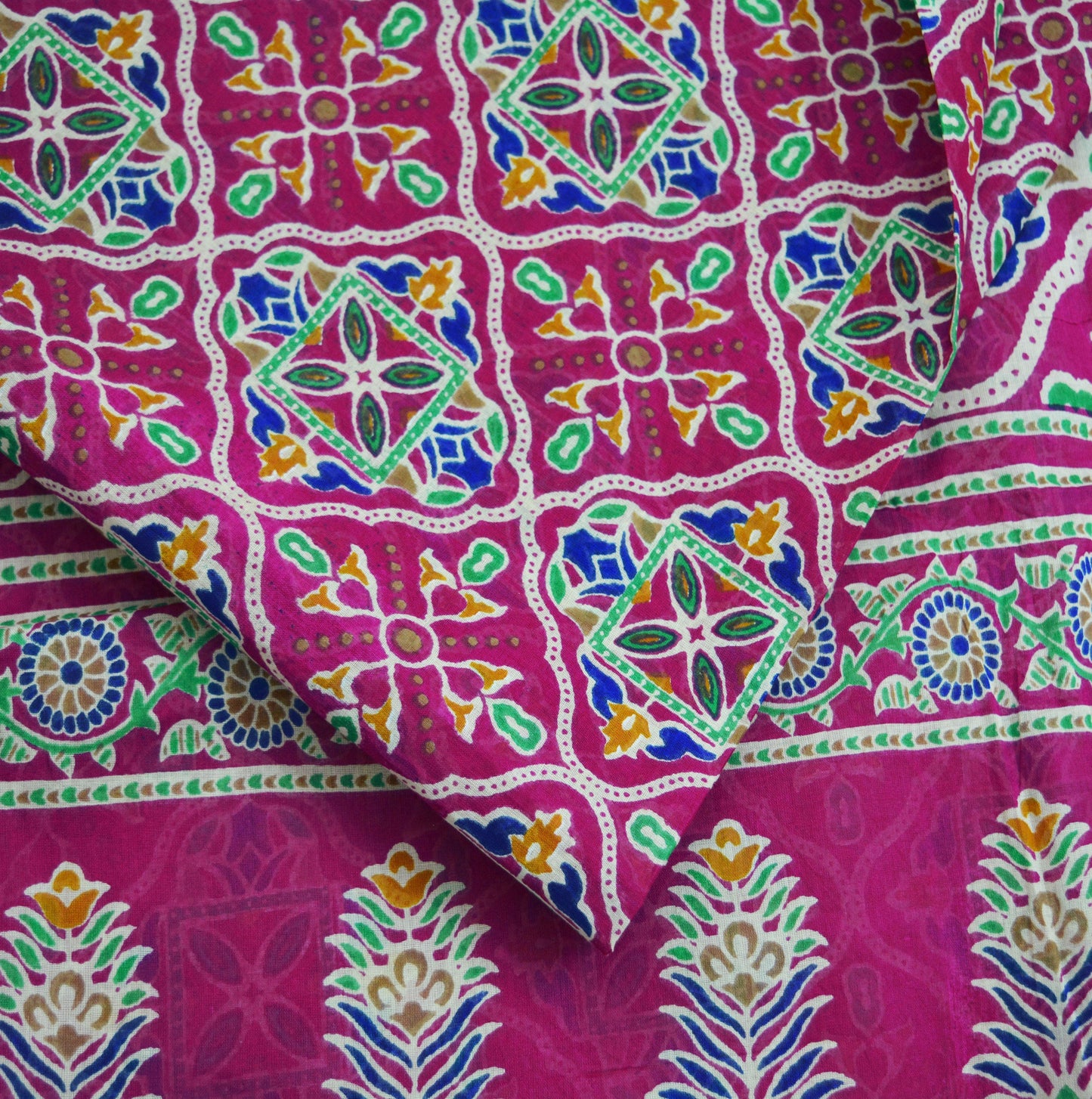 Indian Vintage Sari Pink Printed 100% Pure Cotton Saree Craft Fabric 5Yard Sewing Sarong Wrap Boho Floral