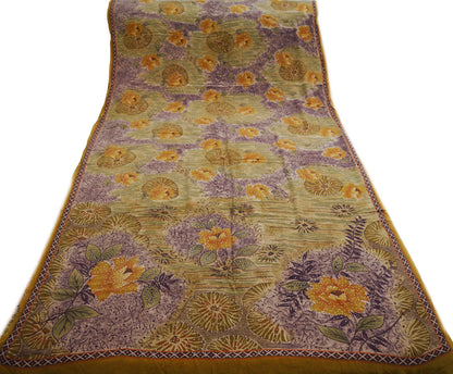 Indian Vintage Sari Multi Pure Crepe Silk Block Beaded Printed Saree 5yard Sewing Floral Soft Craft Fabric Wrap