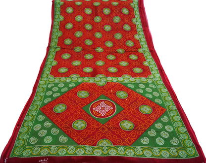 Indian Vintage Sari Red Pure Cotton Bandhani Printed Sarees Fabric 5yd Sewing Craft Fabric DressMaking Soft