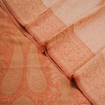 Indian Vintage Saree Peach & Orange Hand Woven 100% Pure Silk Indian Sari Fabric 5Yard Silk Sari Ethnic Floral