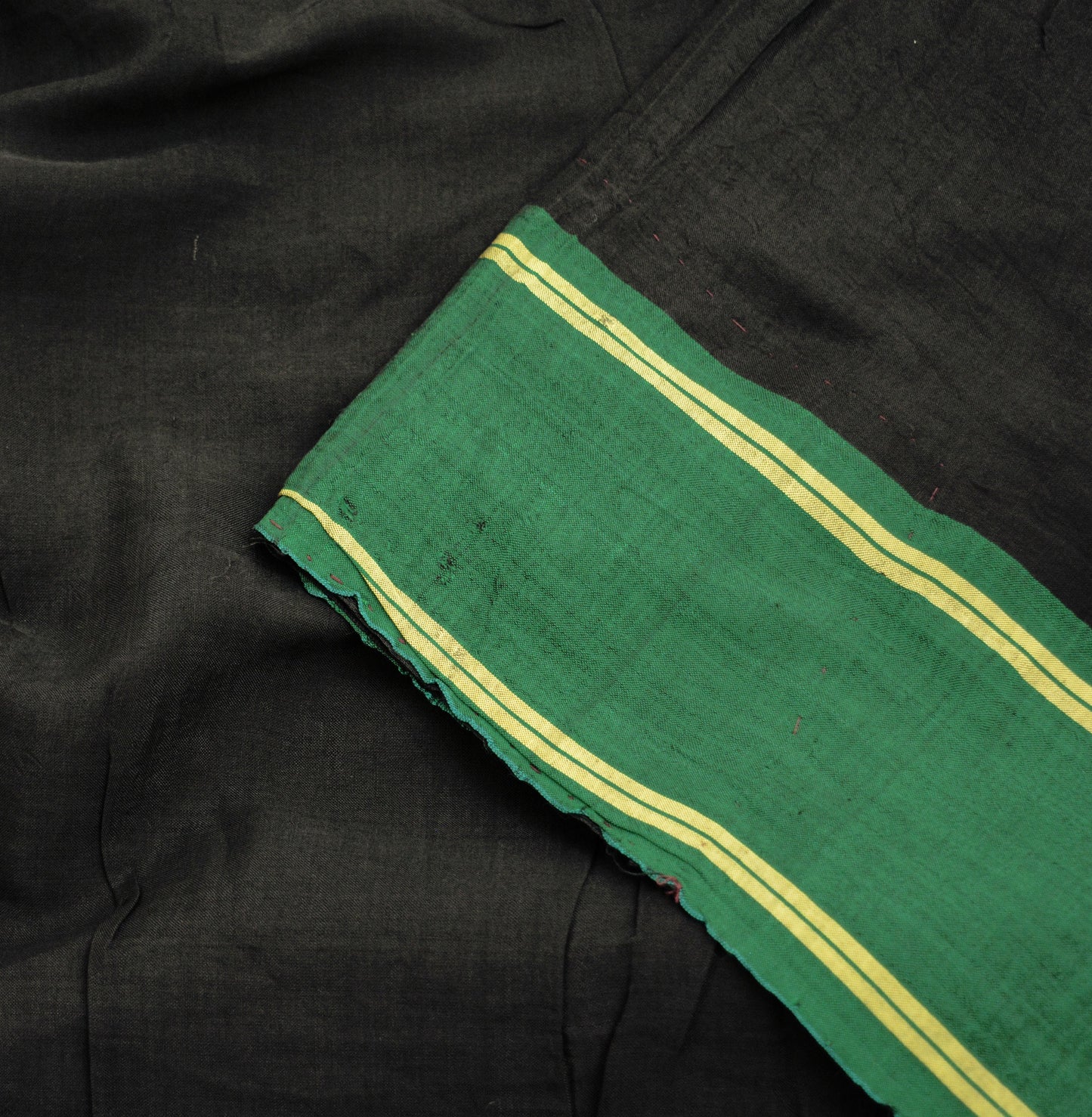 Indian Vintage Sari Black Blend Cotton Hand Woven Painted Saree Fabric 5Yard Floral Soft