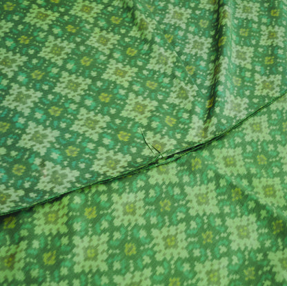 Indian Vintage Green Pure Silk Hand Woven Ikat Saree Indian Sari Fabric 5Yard Craft Ethnic Premium Saree