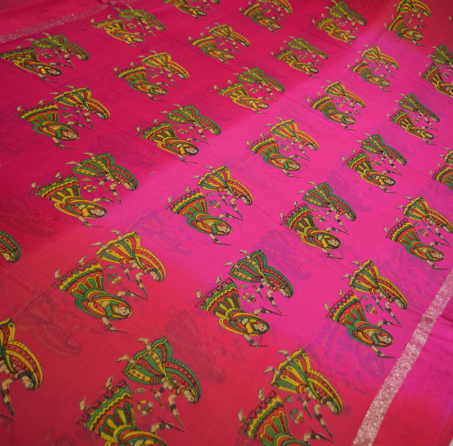 Indian Vintage Sari Red & Pink Blend Georgette Printed Saree Sewing 5yard Soft Craft Floral Design Wrap Boho