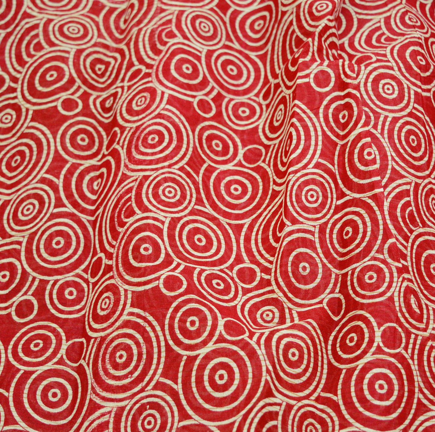 Indian Vintage Sari Red & Ivory Printed 100% Pure Cotton Saree Craft Fabric 5Yard Sewing Sarong Wrap Boho Floral