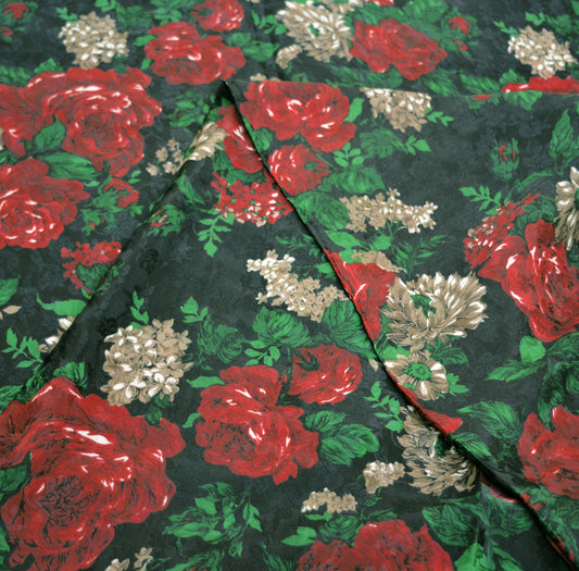Indian Vintage Sari Black Pure Crepe Silk Printed Saree 5yard Sewing Floral Craft Fabric Wrap