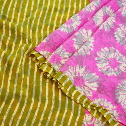 Indian Vintage Sari Pink Pure Crepe Silk Printed Saree 5yard Sewing Floral Soft Craft Fabric Ethnic Wrap