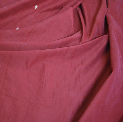 Indian Vintage Sari Maroon Blend Cotton Hand Woven  Saree Fabric 5Yard Floral Soft
