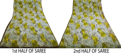 Indian Vintage Sari Multi Pure Crepe Silk Printed Saree 5yard Sewing Floral Soft Craft Fabric Wrap