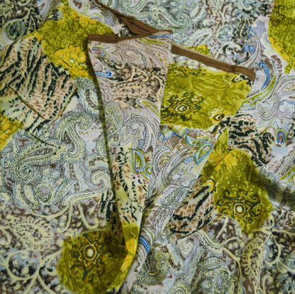 Indian Vintage Sari Multi Pure Crepe Silk Printed Saree 5yard Sewing Floral Soft Craft Fabric Wrap