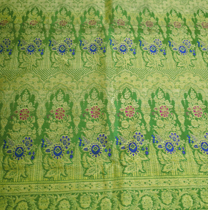 Indian Vintage Sari Beige & Green Art Silk Purple Woven Banarasi Brocade Saree Ethnic Golden Zari 5Yd