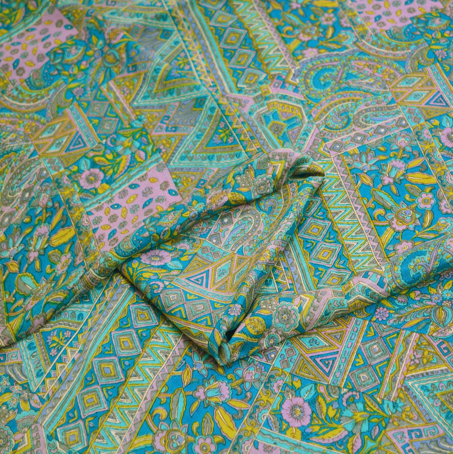 Indian Vintage Sari Blue Printed Sari Pure Silk Saree Craft Fabric Sewing 6yard Floral Soft Floral Wrap Sarong