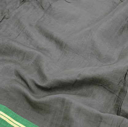Indian Vintage Sari Black Blend Cotton Hand Woven Painted Saree Fabric 5Yard Floral Soft