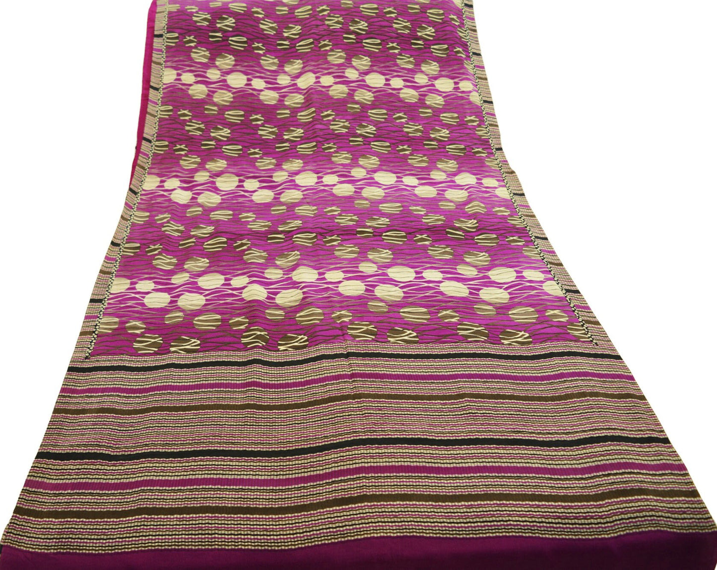 EXCELLENT QUALITY Indian Vintage Purple Saree Pure Crepe Silk Printed Indian Sari Fabric 5yard Sewing Polka Dot Soft Craft Fabric Wrap