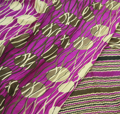 EXCELLENT QUALITY Indian Vintage Purple Saree Pure Crepe Silk Printed Indian Sari Fabric 5yard Sewing Polka Dot Soft Craft Fabric Wrap