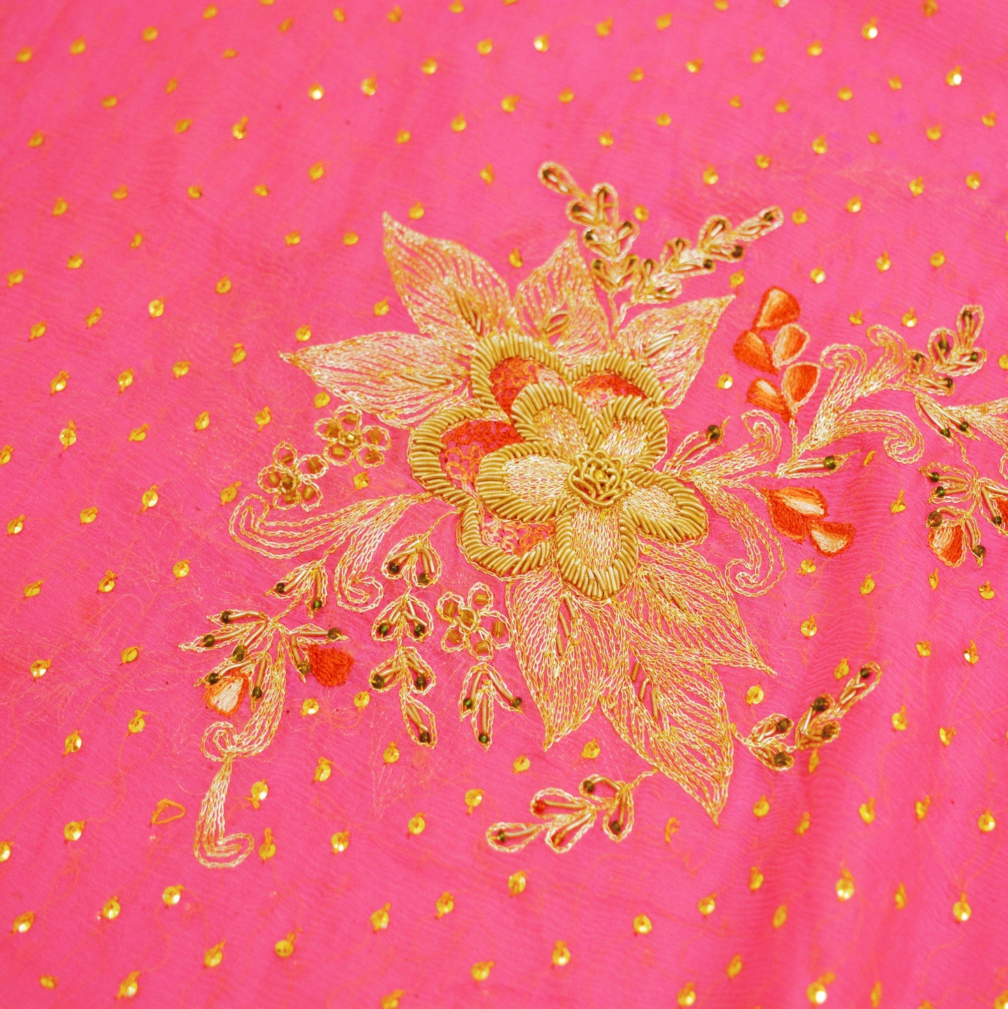 Indian Vintage Pink Dupatta Pure Chiffon silk Long Stole Hand Embroidered Scarves Floral Design Stole Veil Wrap Zari