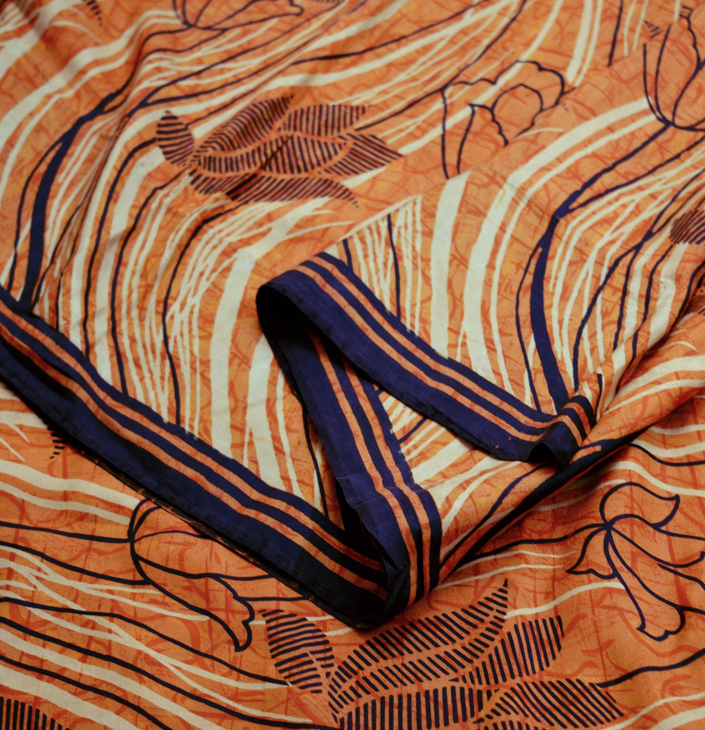 Indian Vintage Sari Mustard Pure Silk Printed Saree Fabric 5yard Sewing Craft Fabric DressMaking Wrap
