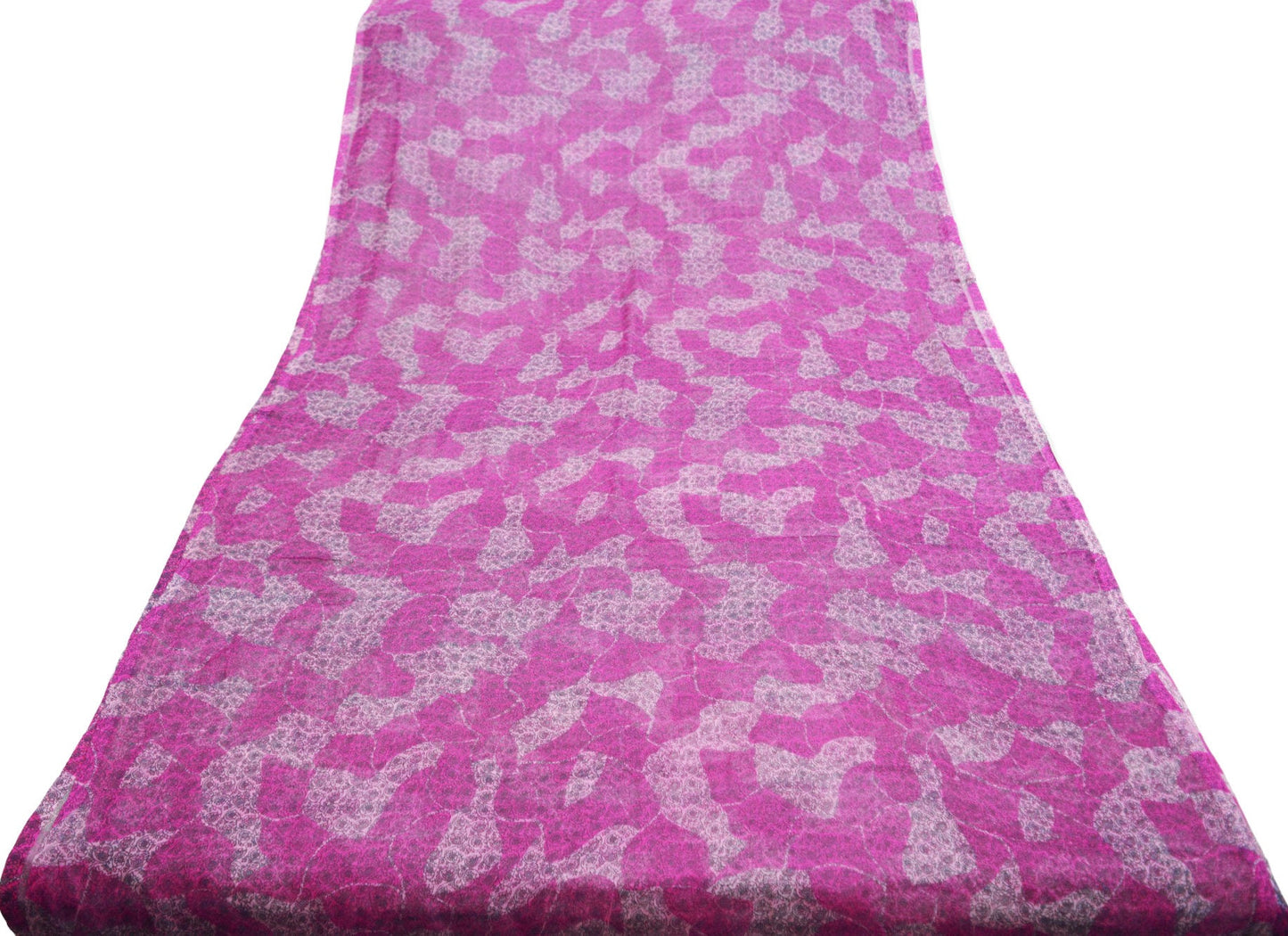 Indian Vintage Sari Purple & Pink Pure Chiffon Silk Printed Sarees 6Yd Craft Fabric Sewing Soft Light Sari Dress Making Floral