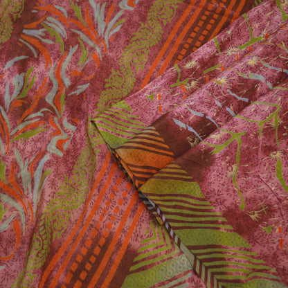 Indian Vintage  Sari Pure Crepe Silk Tie-Dye Printed Saree 5yard Sewing Ethnic Wrap